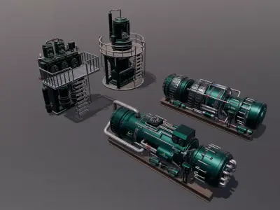 Machinery Devices pack Low-poly 3D model