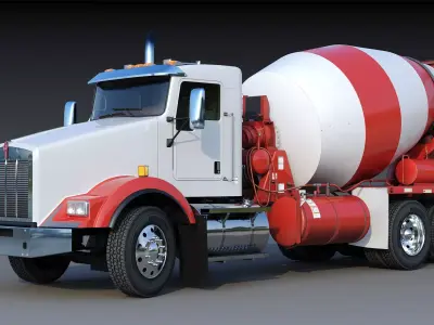 Kenworth T800 Concrete Mixer Truck Low-poly 3D model
