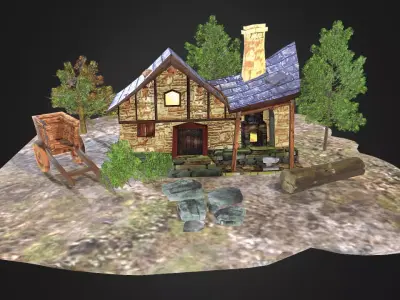 Tiny Cottage Low-poly 3D model