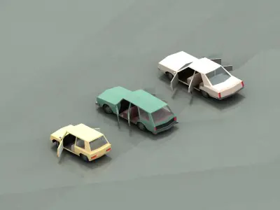 Stylized cartoon vehicle with interior  Free low-poly 3D model