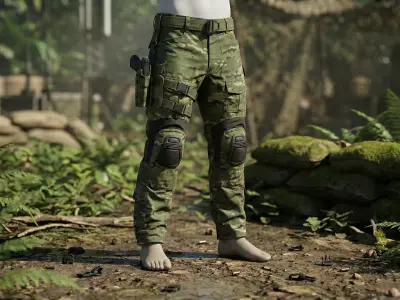 Modern Tactical Combat Pants MultiCam - Game Ready Low-poly 3D model