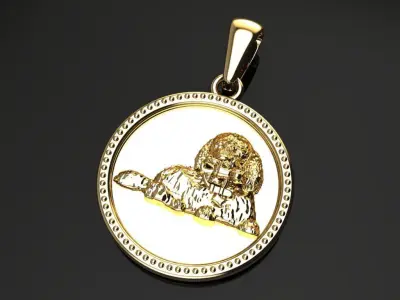 DOG SCULPTURE COIN PENDANT 3D print model