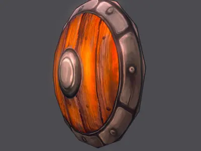 Shield - Low poly wooden Low-poly 3D model