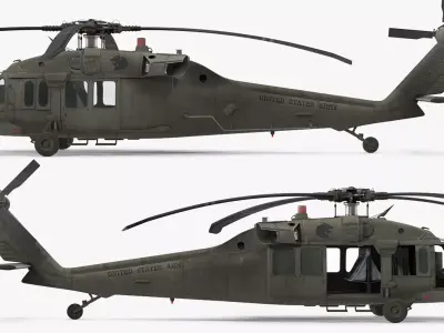 Sikorsky UH-60 Black Hawk US Military Utility Helicopter Low-poly 3D model