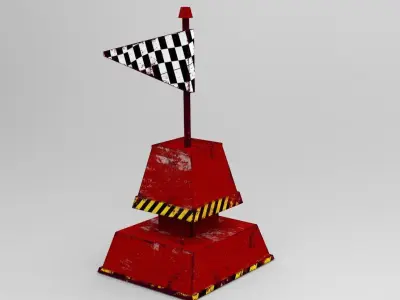 Rusty And Weathered Flag Buoy Low-poly 3D model