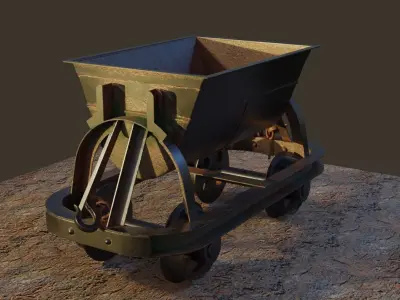 Old Mine Cart Low-poly 3D model purchase