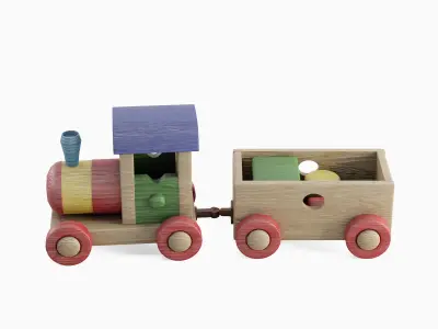 Wooden Toy Train Colored  3D model