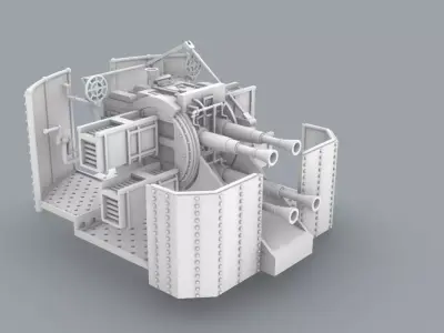 Pom Pom QF 2 Pounder 40mm Low-poly 3D model