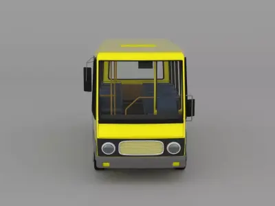 Stylized Cartoon Bus 3D Model  Low-poly 3D model