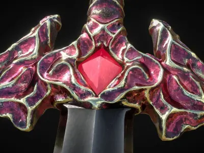 Crimson Dragon Sword - Game Ready Low-poly 3D model