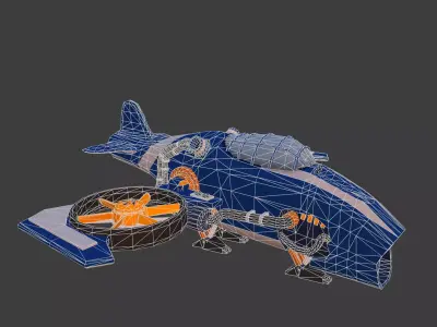 Cartoon low-poly airplane Low-poly 3D model purchase