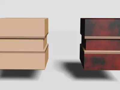 Burnt Wooden Crate Low Poly Game-Ready Low-poly 3D model