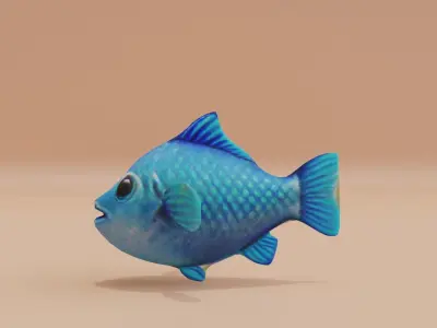Baby Fish Cute Blue Low-poly 3D model