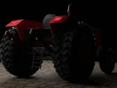 Dirty Farm Tractor Low-poly 3D model