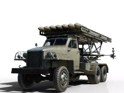 PBR BM-13 Katyusha Rocket Artillery MLRS Low-poly 3D model