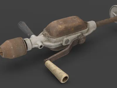 Handle Metal Old Drill Low-poly 3D model