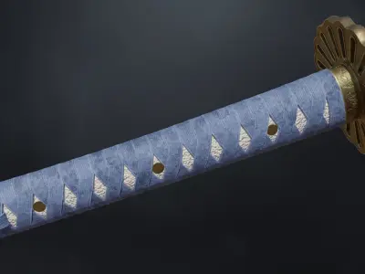 PBR Japanese Sword Low-poly 3D model