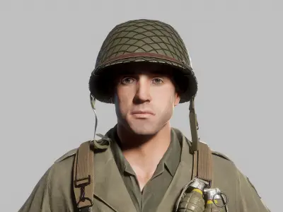 WW2 US Soldier Low-poly 3D model