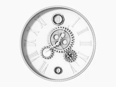 Industrial style clock Low-poly 3D model