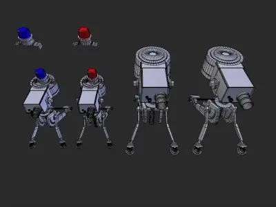 Turret Sentry and Mini- 4 models 2 Colors- Low-poly 3D model