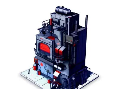 SciFi Industrial Building Modular Kit Low-poly 3D model