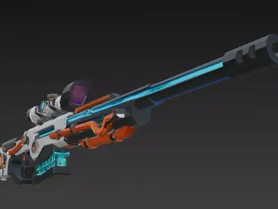 Cartoon Cyber Sniper Rifle 3D Model PBR Low-poly 3D model