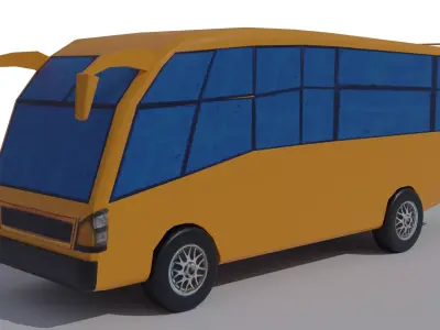 Game Ready Minibus school bus Low-poly 3D model