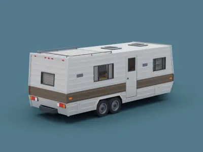 Big Camper Trailer Classic Stylized Low-poly 3D model