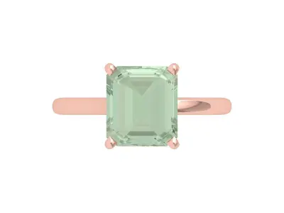 Emerald Solitaire Ring 3D print model 21