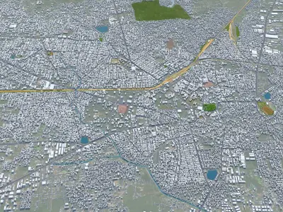 Guntur Andhra Pradesh 20km Low-poly 3D model