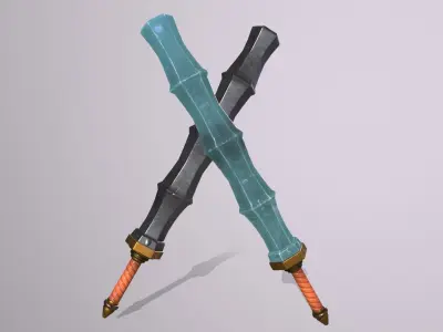 stick 1 pair of swords Low-poly 3D model