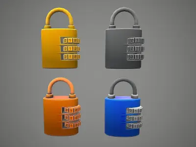 PADLOCK 7 CARTOON STYLIZED Low-poly 3D model