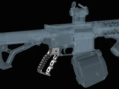 AR-15 pistol grip F1 Skeletonized Style  Low-poly 3D model