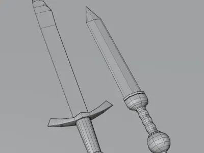 Gladius and Falchion Sword  Low-poly 3D model