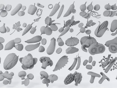 Cartoon Vegetables Big Collection 3D model