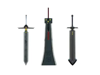 Bundle Sword Final Fantasy Low-poly 3D model