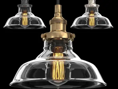 20th Century Factory Filament Clear Glass Barn Pendant 3D model