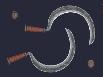 Sickle pair of swords Low-poly 3D model