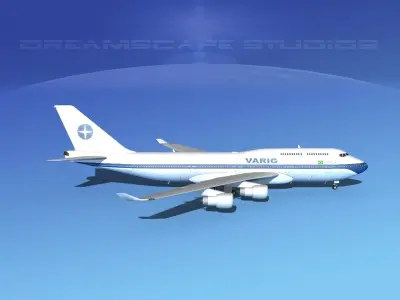 Boeing 747-400 Varig  3D model