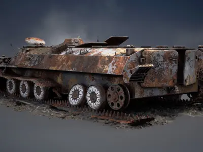 MT-LB Destroyed Low-poly 3D model