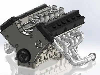 Engine V12-Aston Martin DB7 Low-poly 3D model