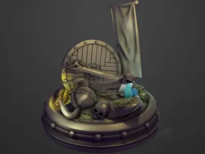 Axe and helm 3D model