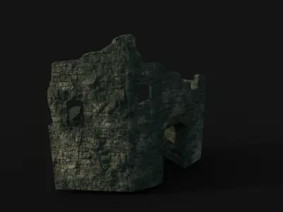 Ruined fortress Low-poly 3D model