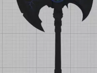 Battle axe Low-poly 3D model 12