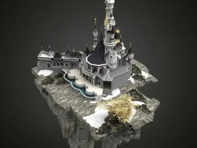 Flying Castle island 3D model purchase