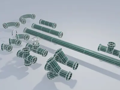 Large Metal Pipes 4K and 2K Low-poly 3D model