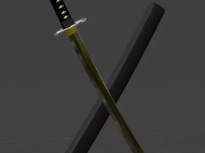 Katana with Sheath Low-poly 3D model