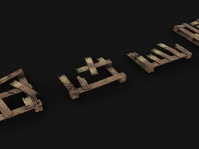 Destroyed Pallets Low-poly 3D model