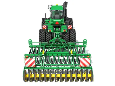 Tractor with Seed Drill 3D model 8