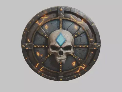 SKull shield medieval lowpoly game asset Low-poly 3D model